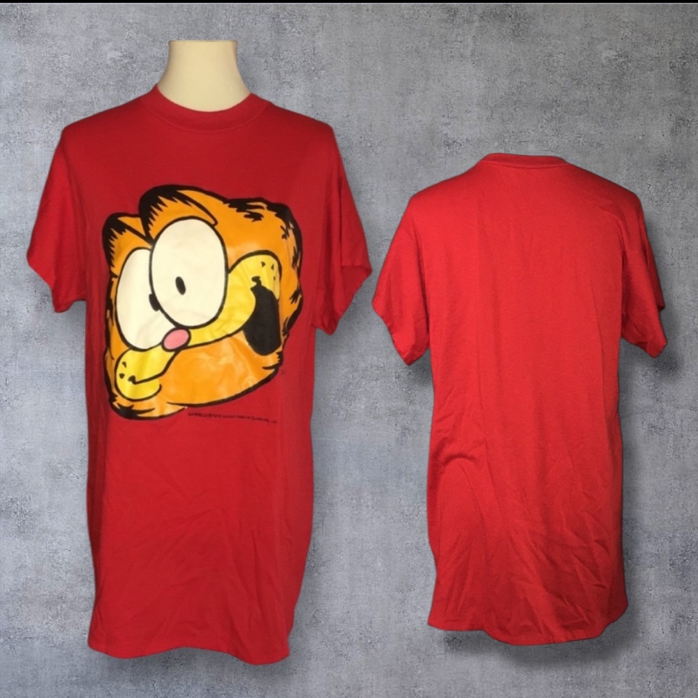 1978 Vintage Garfield the Cat Red Applause T-Shirt OS (One Size) Fits like Med